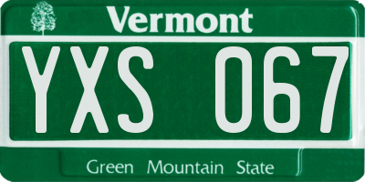 VT license plate YXS067