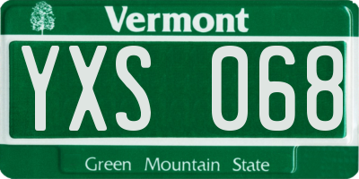 VT license plate YXS068
