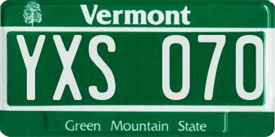 VT license plate YXS070