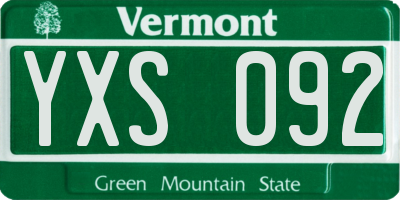 VT license plate YXS092