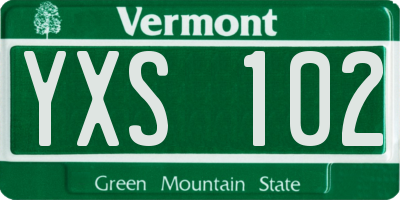 VT license plate YXS102