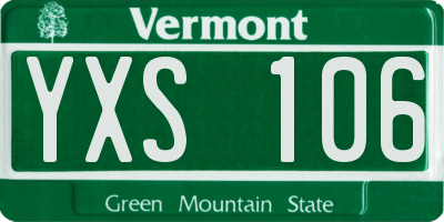 VT license plate YXS106