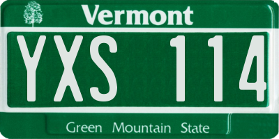 VT license plate YXS114