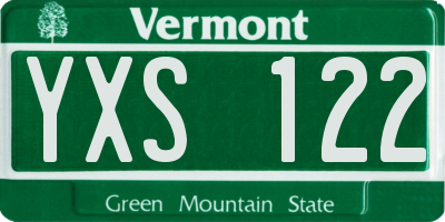 VT license plate YXS122