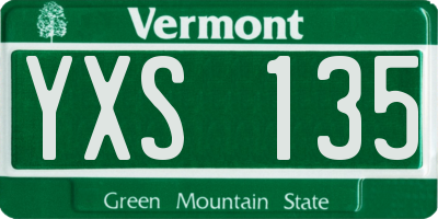 VT license plate YXS135