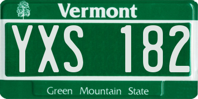 VT license plate YXS182