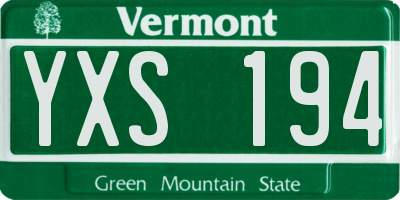 VT license plate YXS194