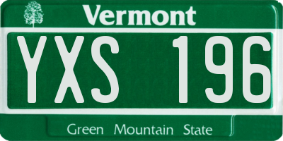 VT license plate YXS196