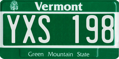 VT license plate YXS198