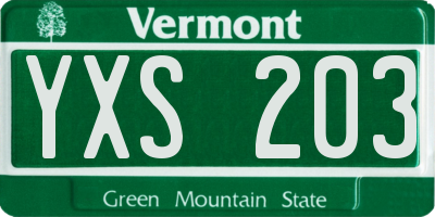 VT license plate YXS203