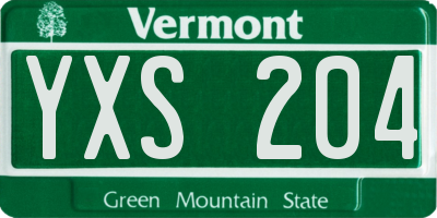 VT license plate YXS204