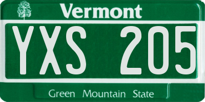 VT license plate YXS205