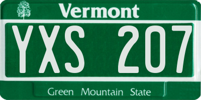 VT license plate YXS207