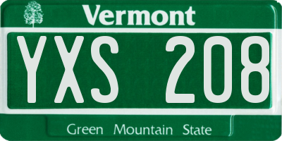 VT license plate YXS208