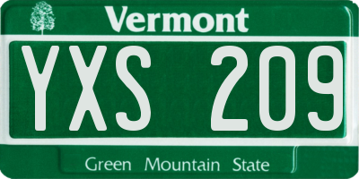 VT license plate YXS209