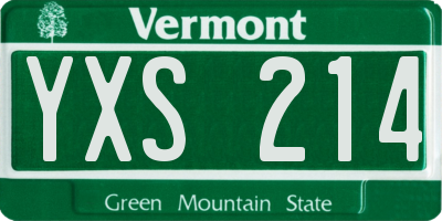VT license plate YXS214