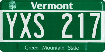 VT license plate YXS217