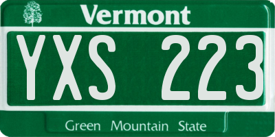 VT license plate YXS223