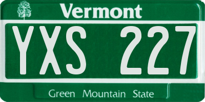 VT license plate YXS227