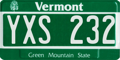 VT license plate YXS232