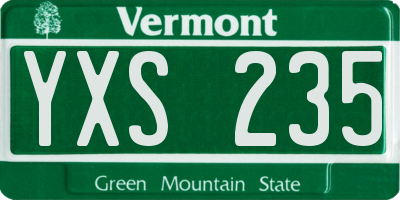 VT license plate YXS235