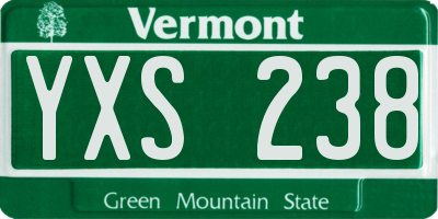 VT license plate YXS238