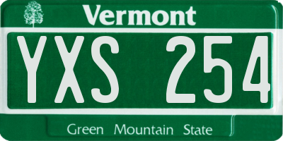 VT license plate YXS254