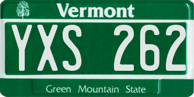 VT license plate YXS262