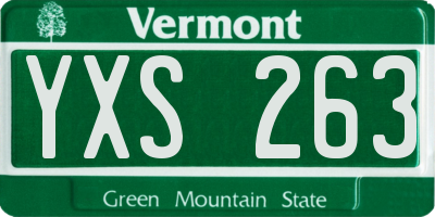 VT license plate YXS263