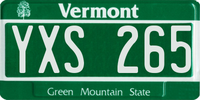 VT license plate YXS265