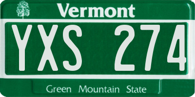 VT license plate YXS274