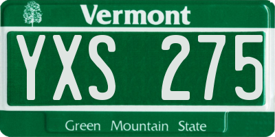 VT license plate YXS275
