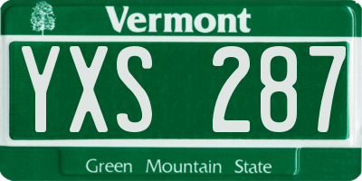VT license plate YXS287