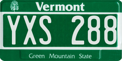 VT license plate YXS288