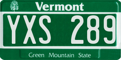 VT license plate YXS289