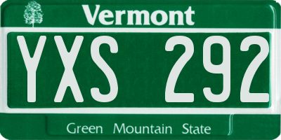 VT license plate YXS292