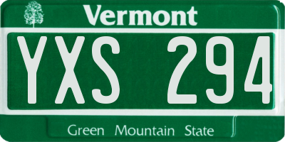 VT license plate YXS294