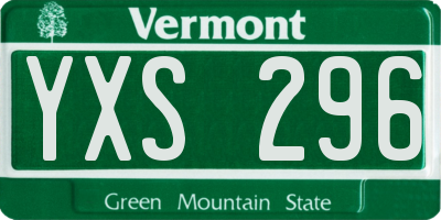VT license plate YXS296