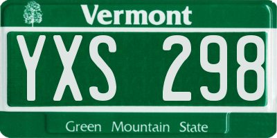VT license plate YXS298