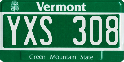 VT license plate YXS308