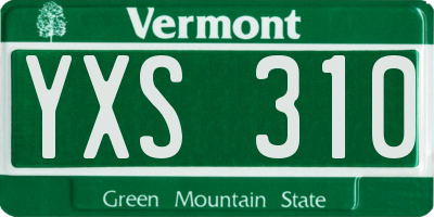 VT license plate YXS310
