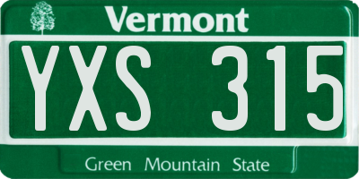 VT license plate YXS315