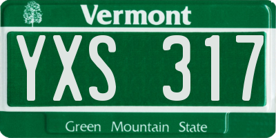VT license plate YXS317