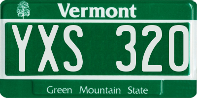 VT license plate YXS320