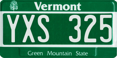 VT license plate YXS325