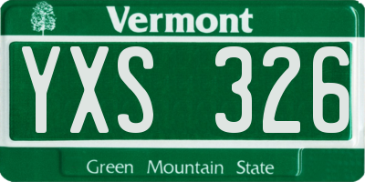 VT license plate YXS326