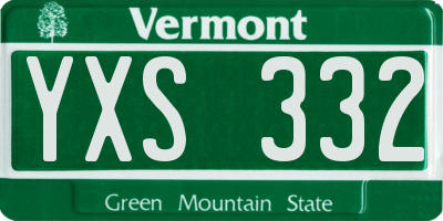 VT license plate YXS332