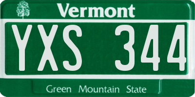VT license plate YXS344