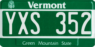 VT license plate YXS352
