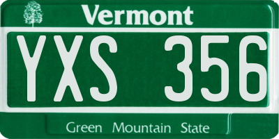 VT license plate YXS356